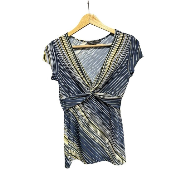 Bcbgmaxazria 90s y2k Vintage Blue & Yellow Babydoll Top Short Sleeved Clueless - Picture 1 of 5